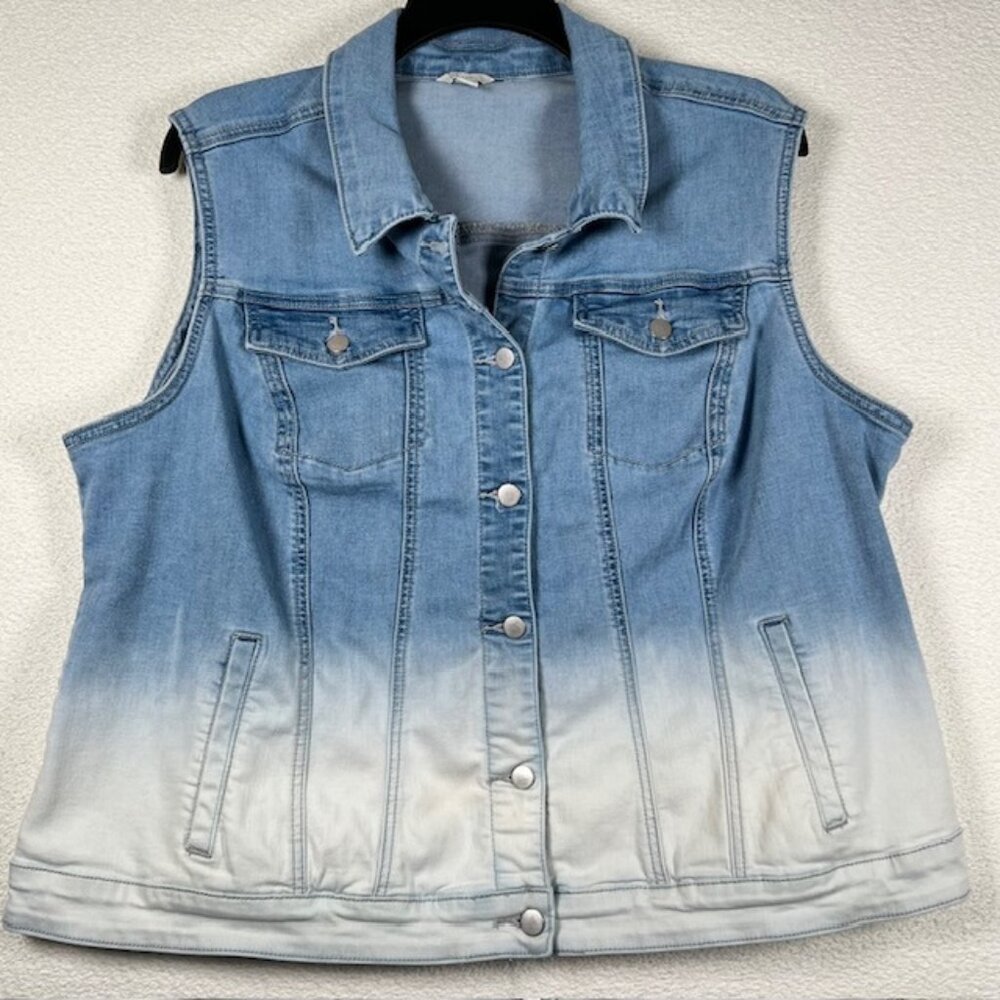 Cato Womens Color Fade Denim Jeans Vest Plus Size 18/20